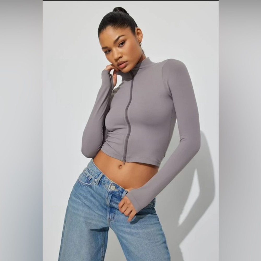 Shein SXY Zip Long Sleeve Top